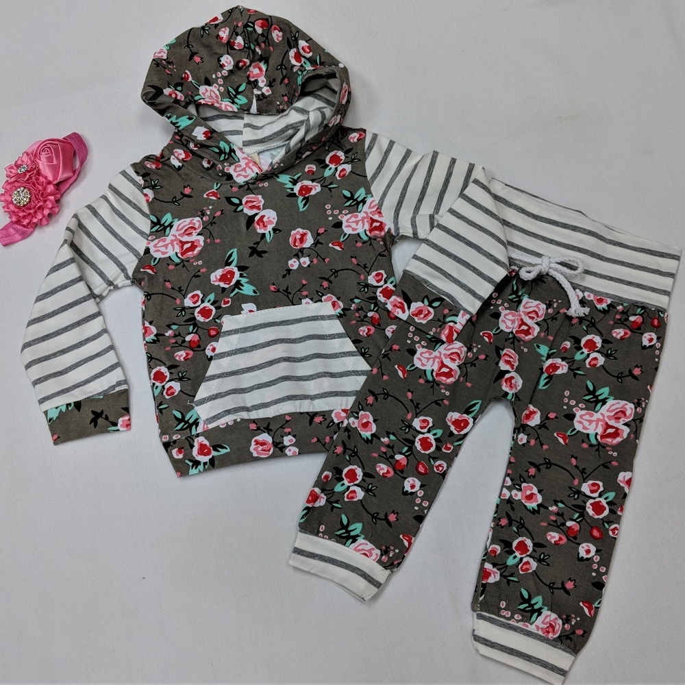 Floral/Striped Hoodie Set